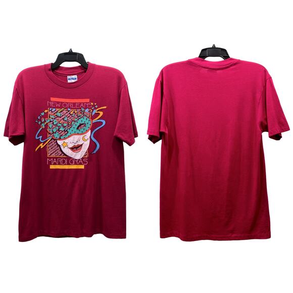 80s New Orleans MARDI GRAS GRAPHTEX T Shirt |1987 Single Stitch Mask Graphic - Picture 9 of 10